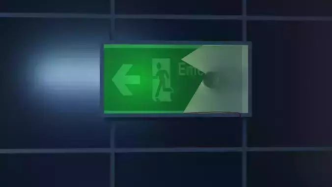 Broken Exit Sign Low-poly 3D model