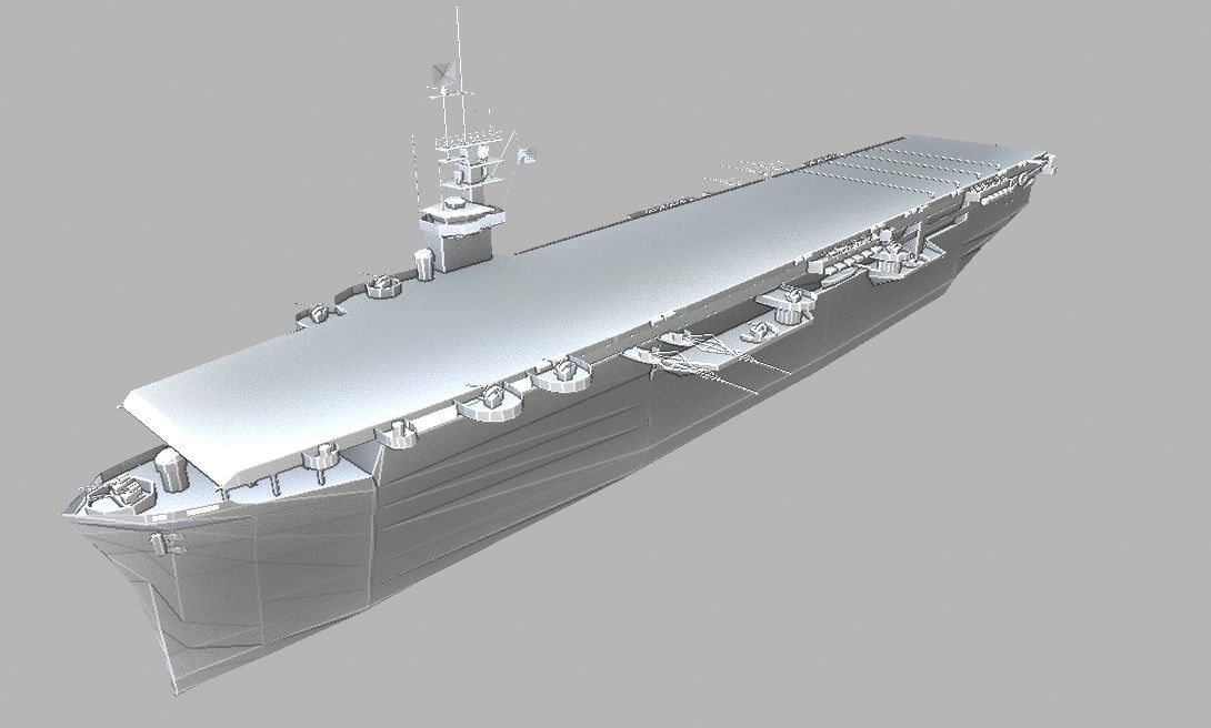 USS Sangamon Aircraft Carrier Low-poly 3D model_6