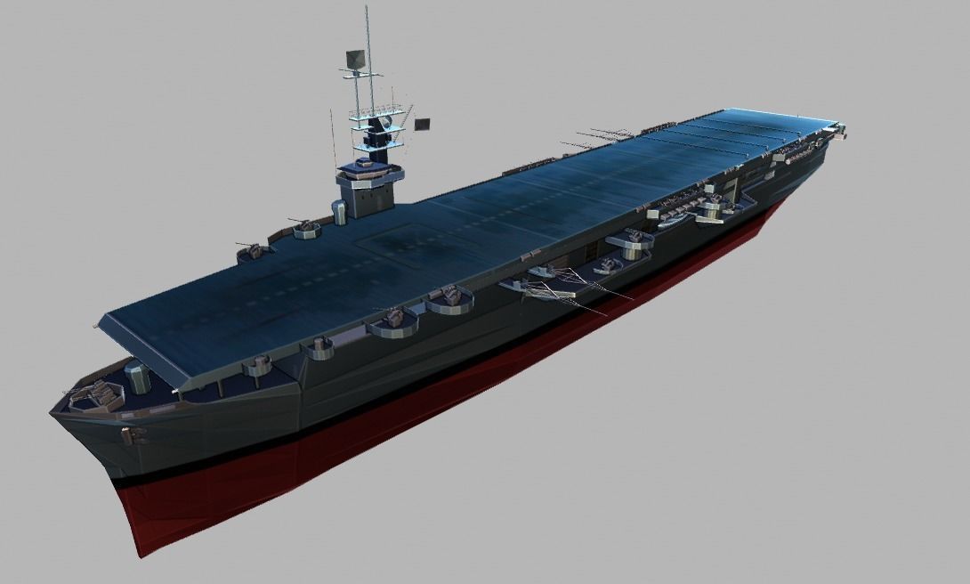 USS Sangamon Aircraft Carrier Low-poly 3D model_9