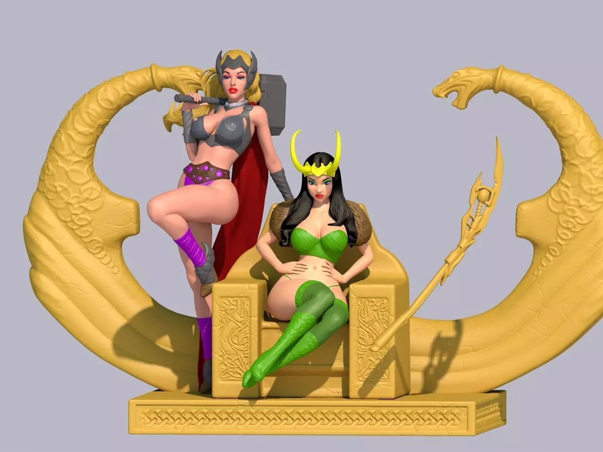 Thor and Loki girls 3D print model