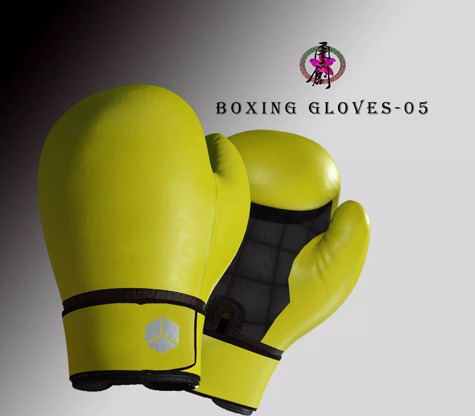 Boxing Glove-Yellow Low-poly 3D model_0