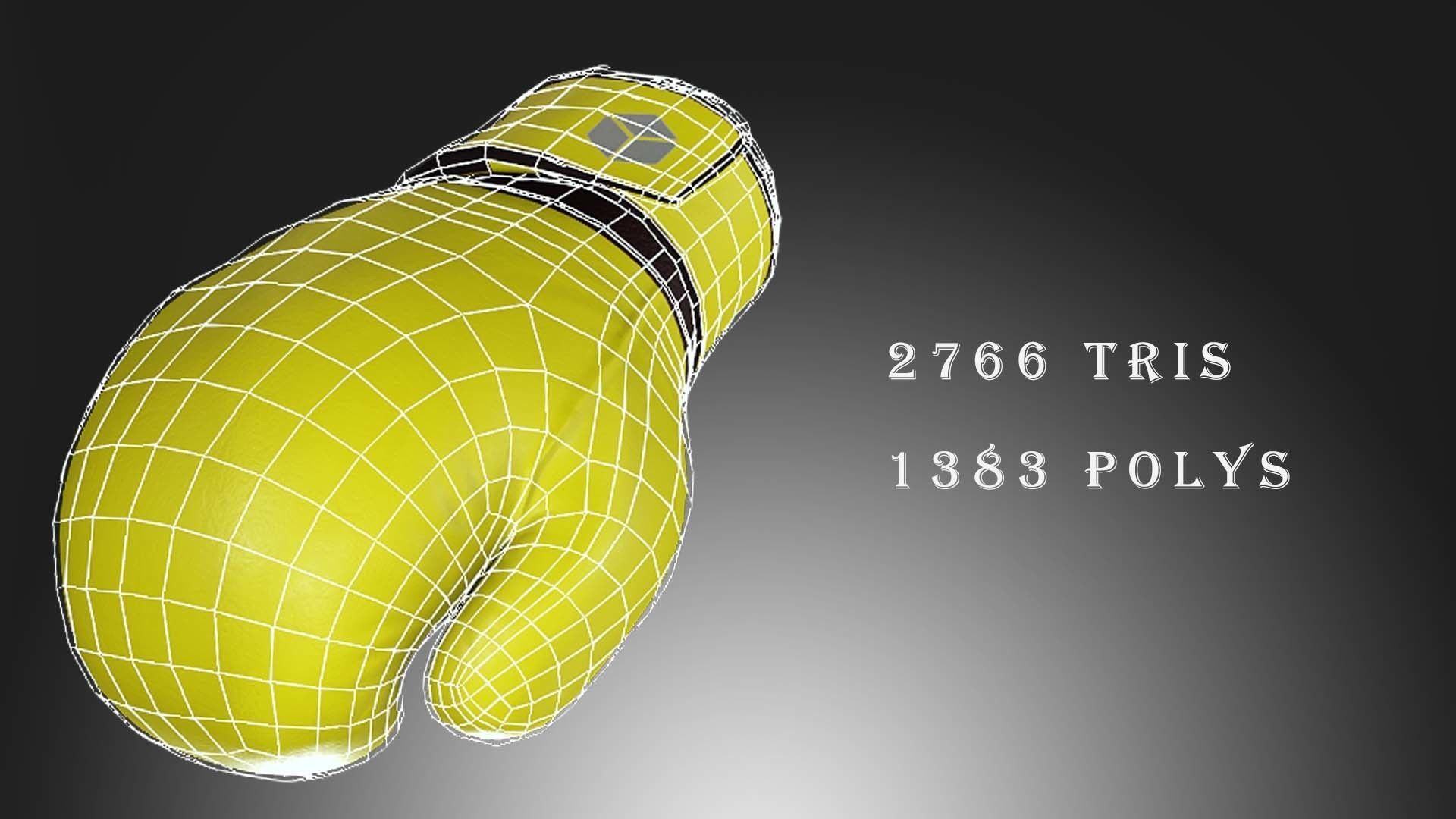 Boxing Glove-Yellow Low-poly 3D model_1
