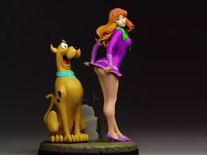 DAPHNE statue of scooby doo and her dog 3D print model