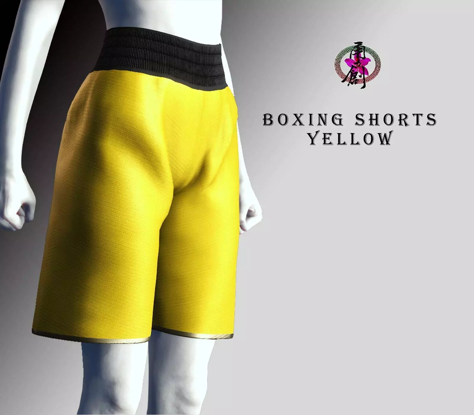 Boxing Shorts - Yellow Low-poly 3D model_0