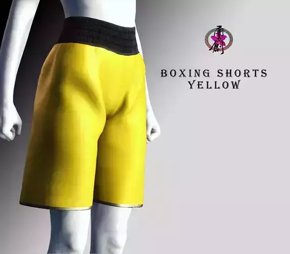 Boxing Shorts - Yellow Low-poly 3D model