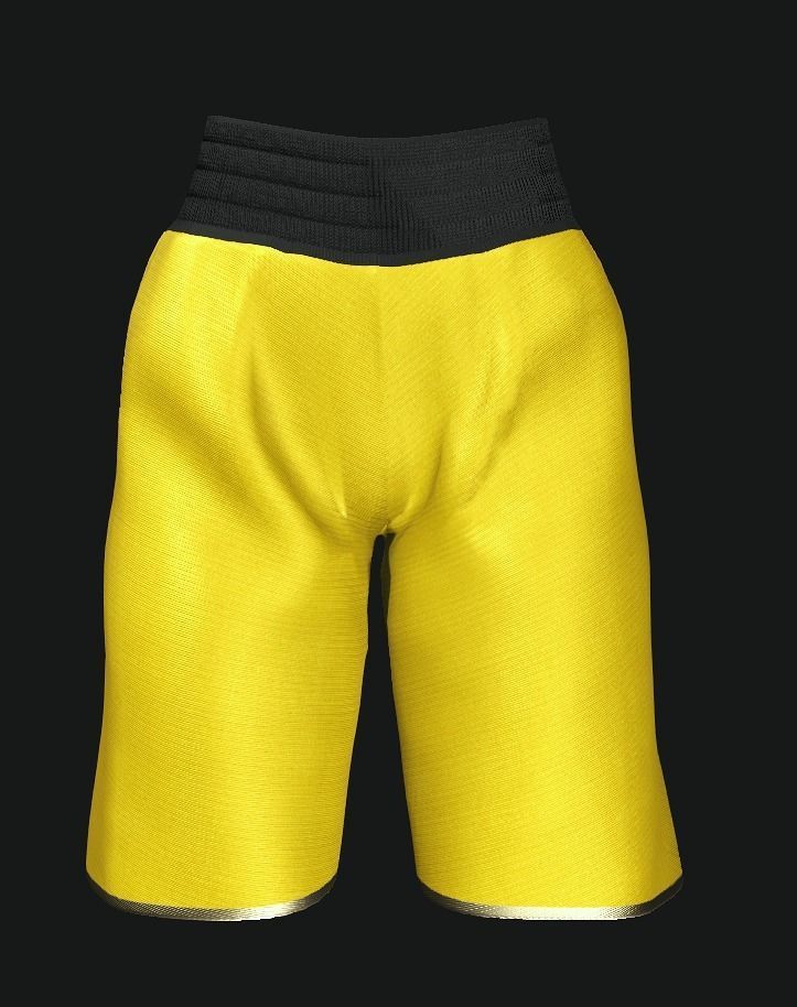 Boxing Shorts - Yellow Low-poly 3D model_3