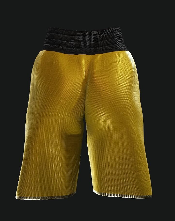 Boxing Shorts - Yellow Low-poly 3D model_4