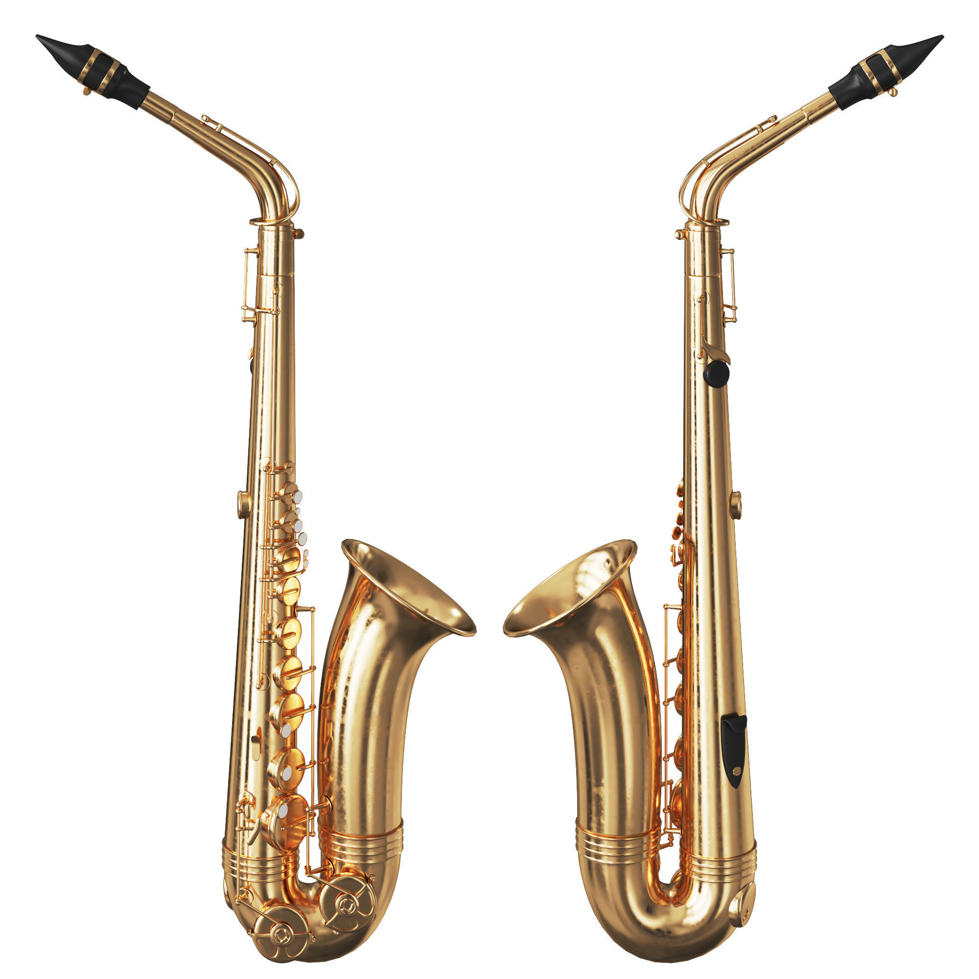 Saxophone three gold saxophones 3D model_3