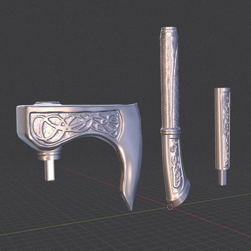 Eivor Axe and AC Valhalla Skull 3D print model_2
