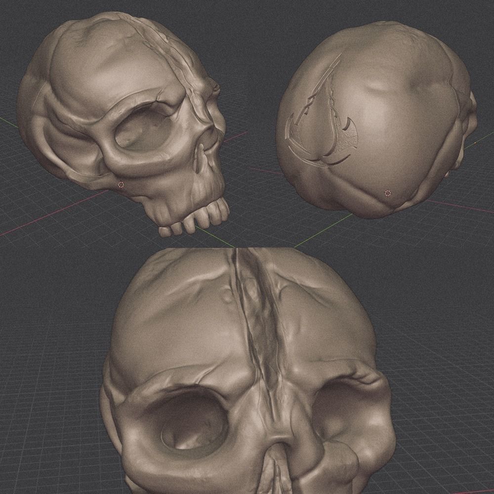 Eivor Axe and AC Valhalla Skull 3D print model_3