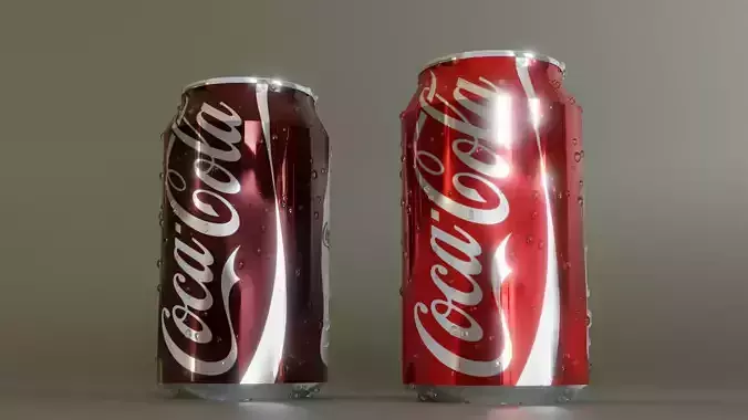 Coke Beverage Cans with Freezing effect and droplets Low-poly 3D model