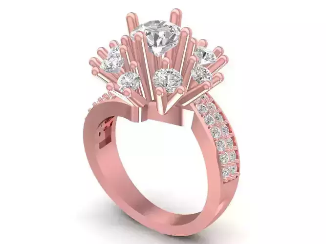 Luxury Burst Cluster Diamond Engagement Ring 3D Model for  2648