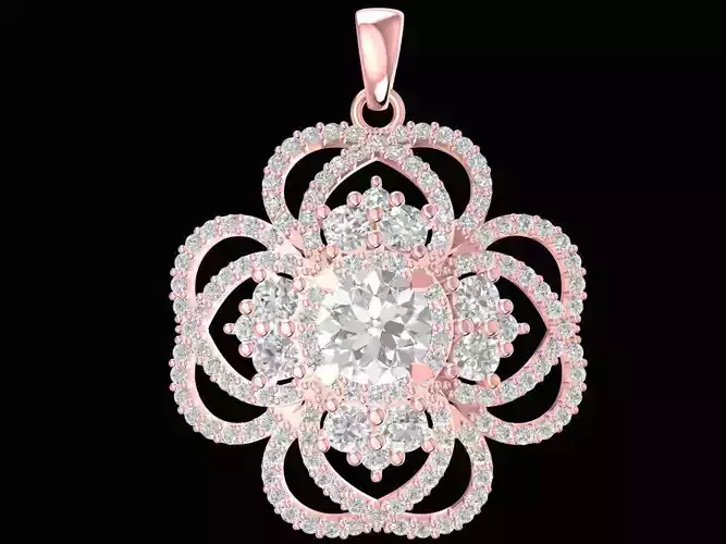 Elegant Floral Diamond Pendant Jewelry 2651