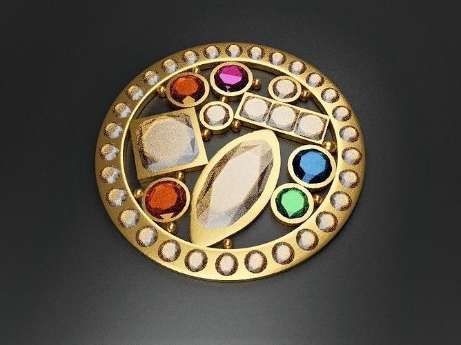 Pendant gold plated brooch stones Free 3D print model