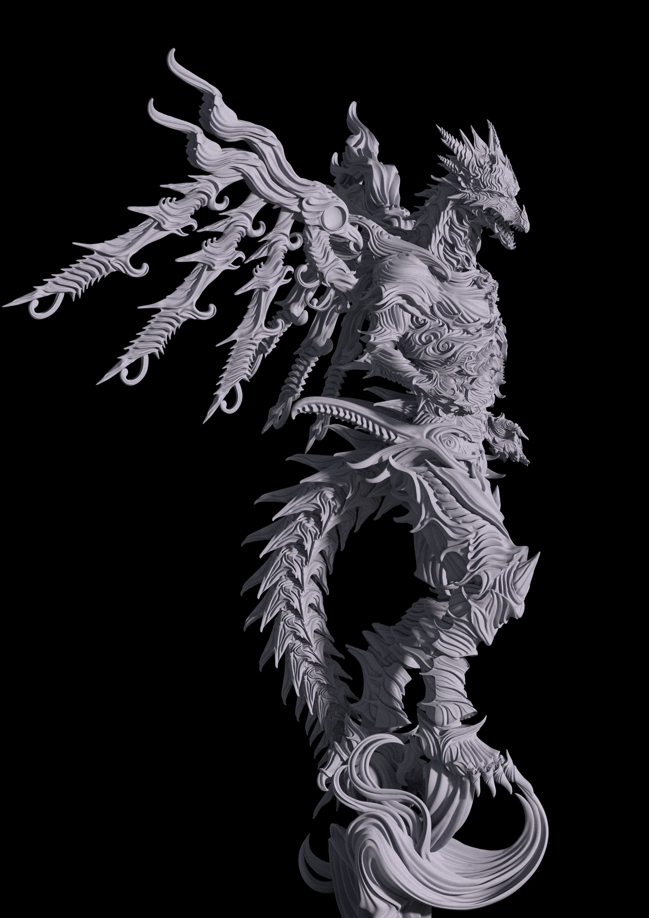 3D Game Assets 3D print model Dragon Figure 3D print model_2