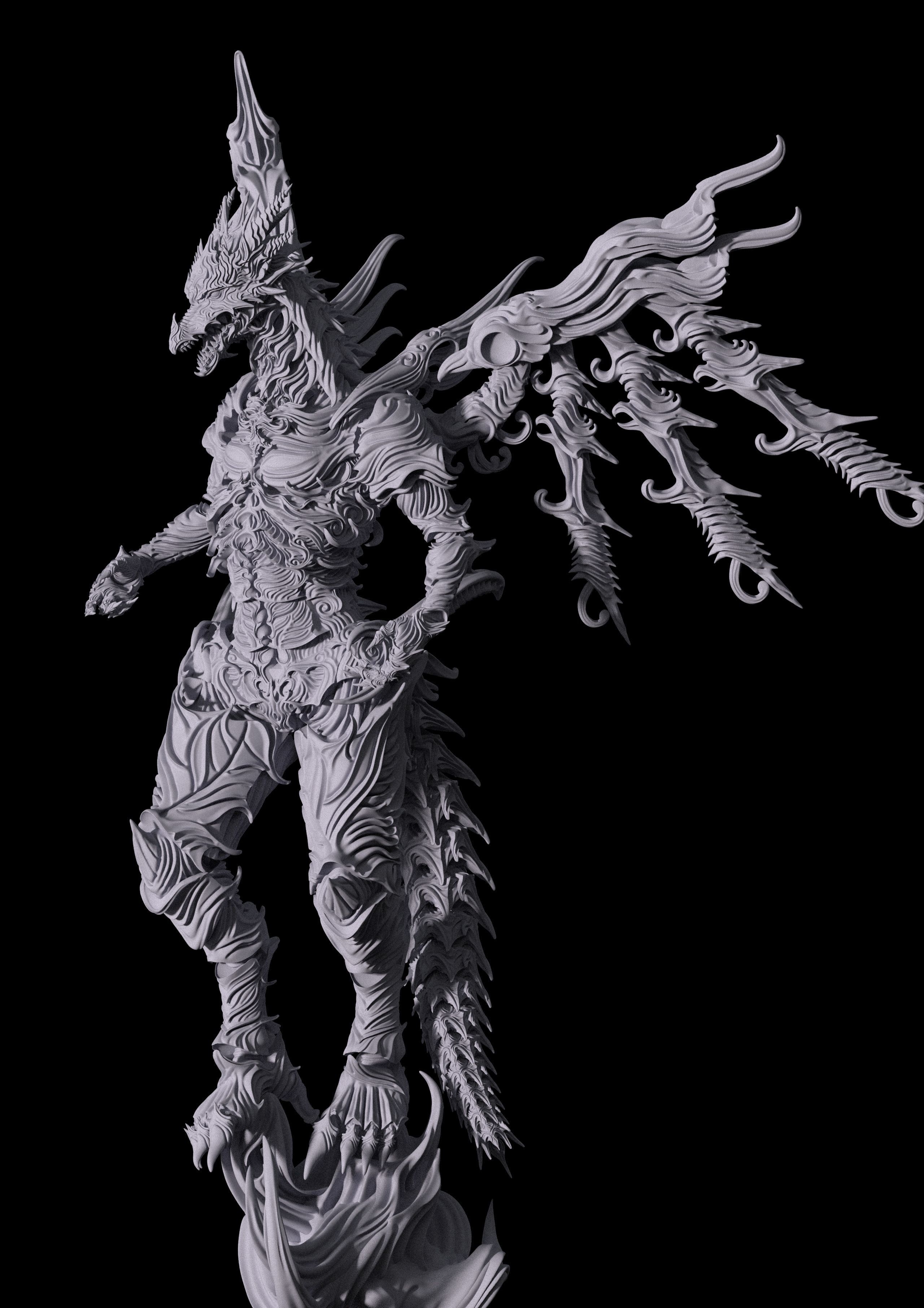 3D Game Assets 3D print model Dragon Figure 3D print model_3