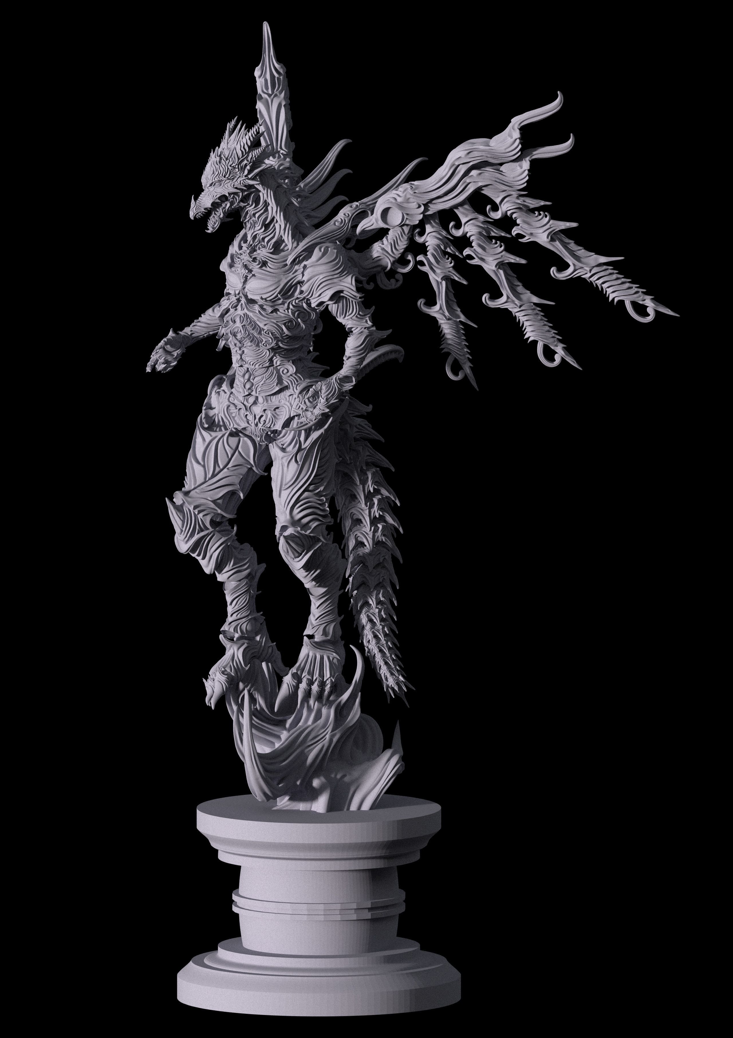 3D Game Assets 3D print model Dragon Figure 3D print model_4