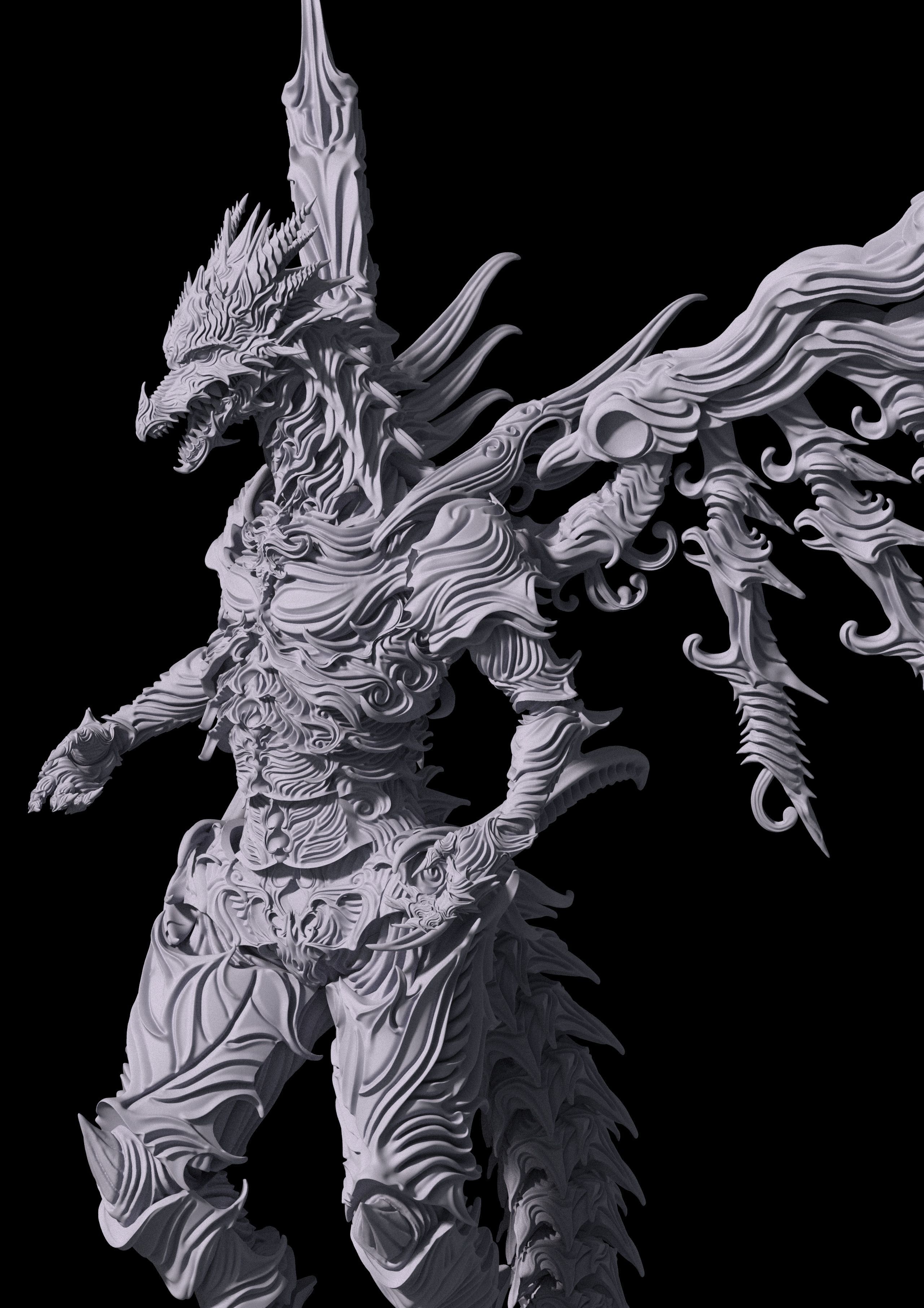 3D Game Assets 3D print model Dragon Figure 3D print model_1