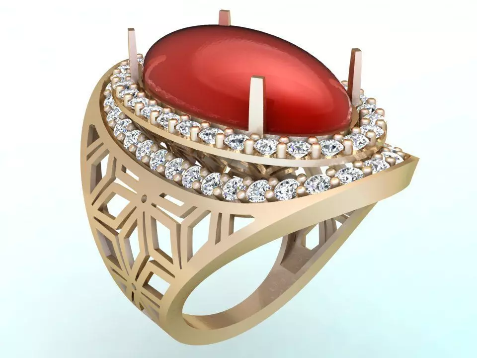 Gemstone Rings - Oval stone ring - Womens Rings 3D print model