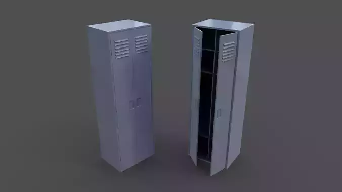 PBR School Gym Locker 09 - Grey Low-poly 3D model