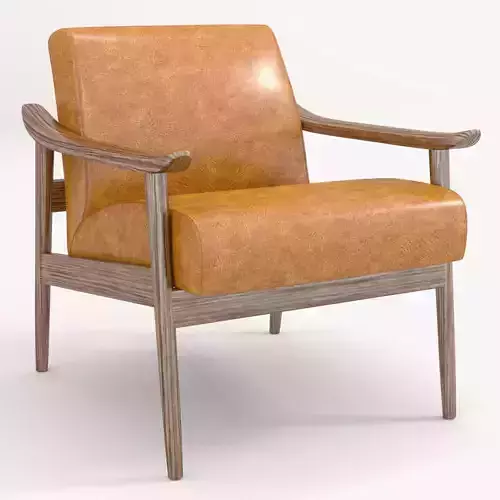 Mid-Century Leather Show Wood Chair