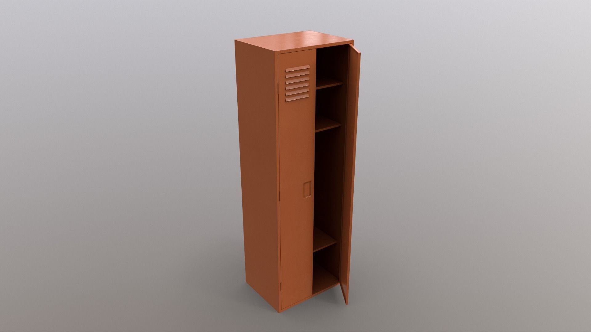 PBR School Gym Locker 09 - Orange Low-poly 3D model_8