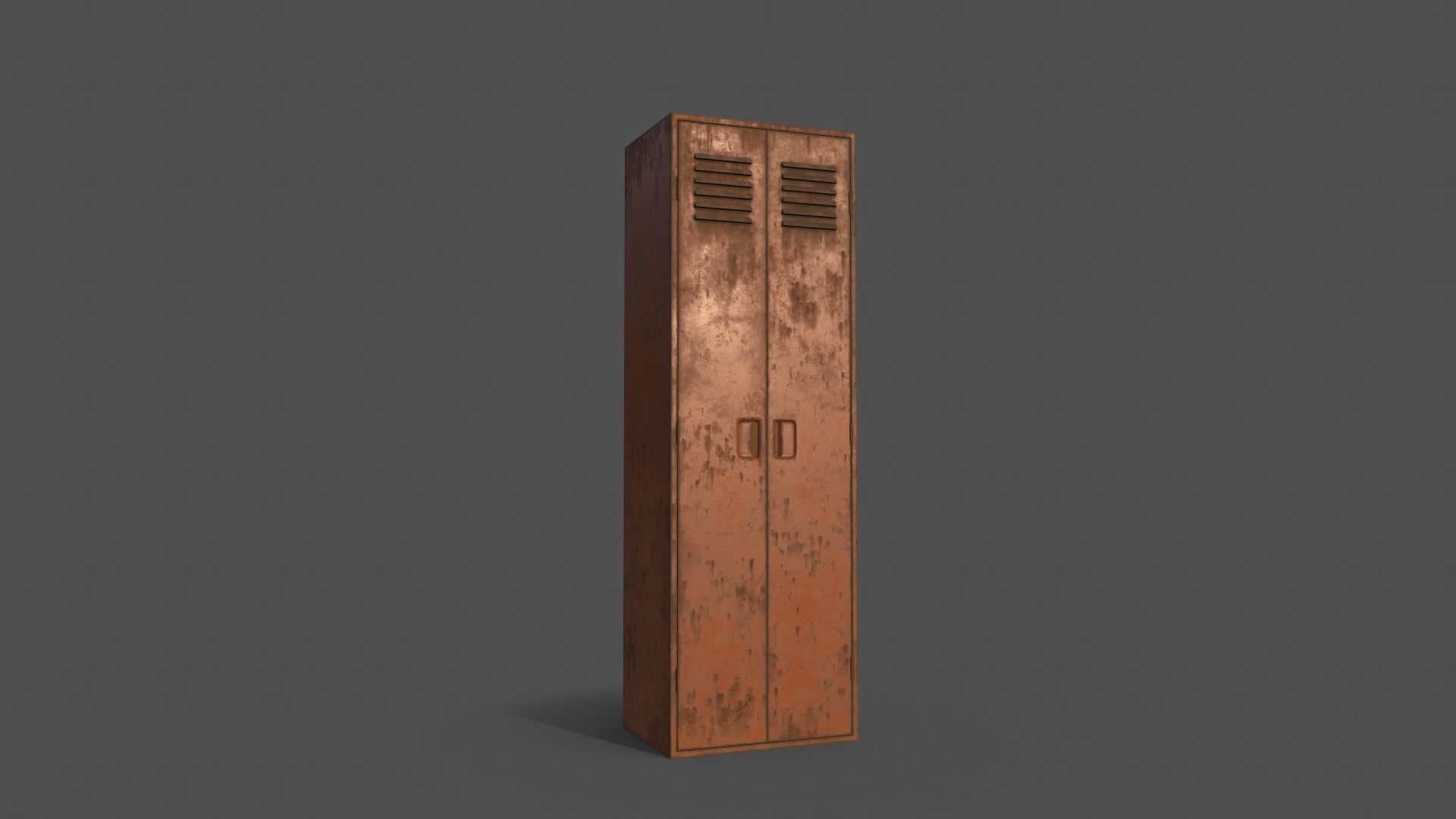 PBR School Gym Locker 09 - Orange Low-poly 3D model_13