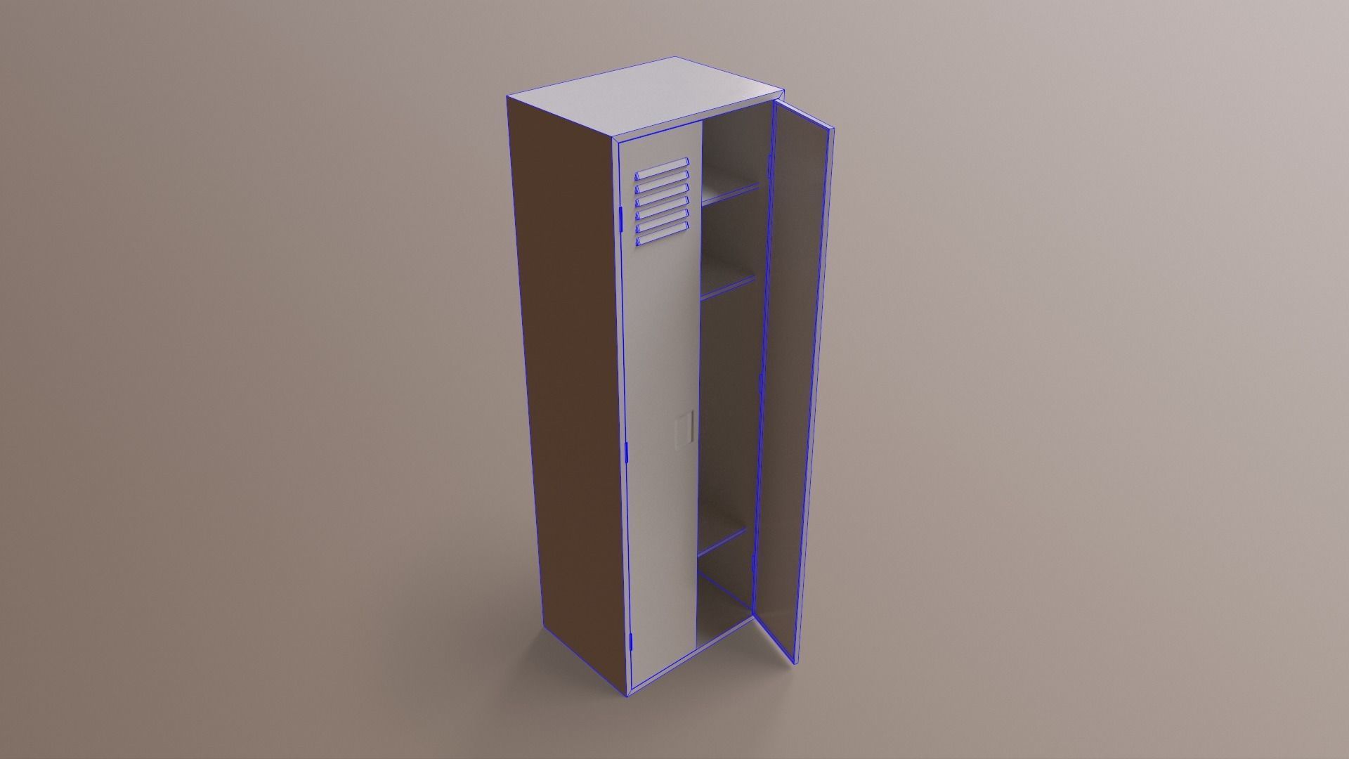 PBR School Gym Locker 09 - Orange Low-poly 3D model_27