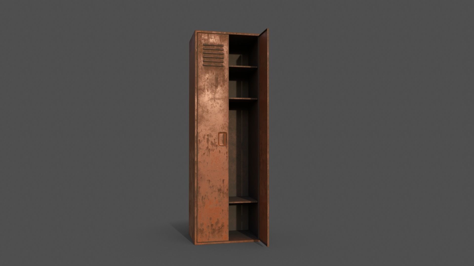PBR School Gym Locker 09 - Orange Low-poly 3D model_7