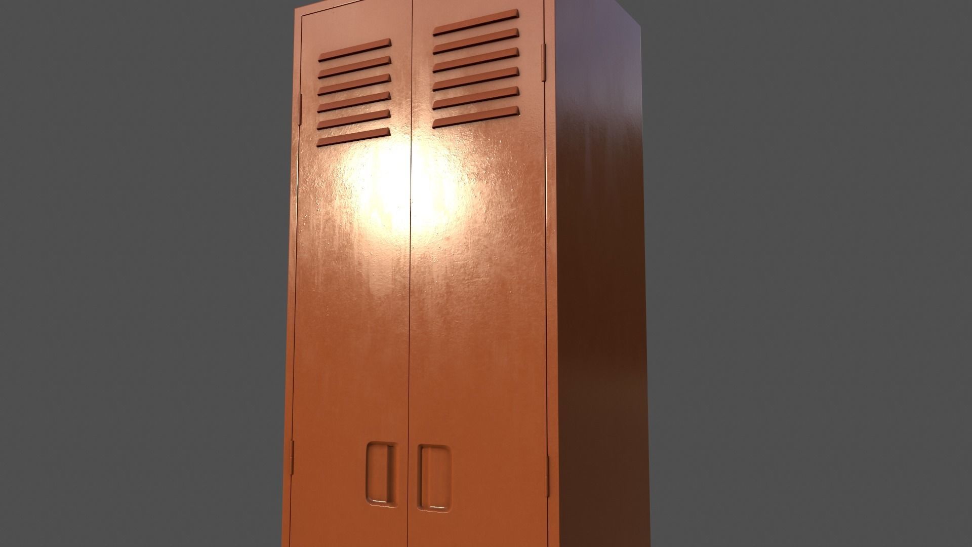 PBR School Gym Locker 09 - Orange Low-poly 3D model_17