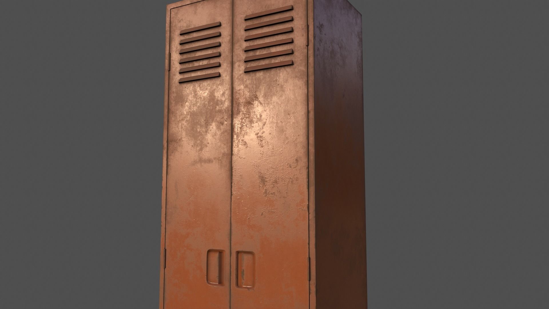 PBR School Gym Locker 09 - Orange Low-poly 3D model_18