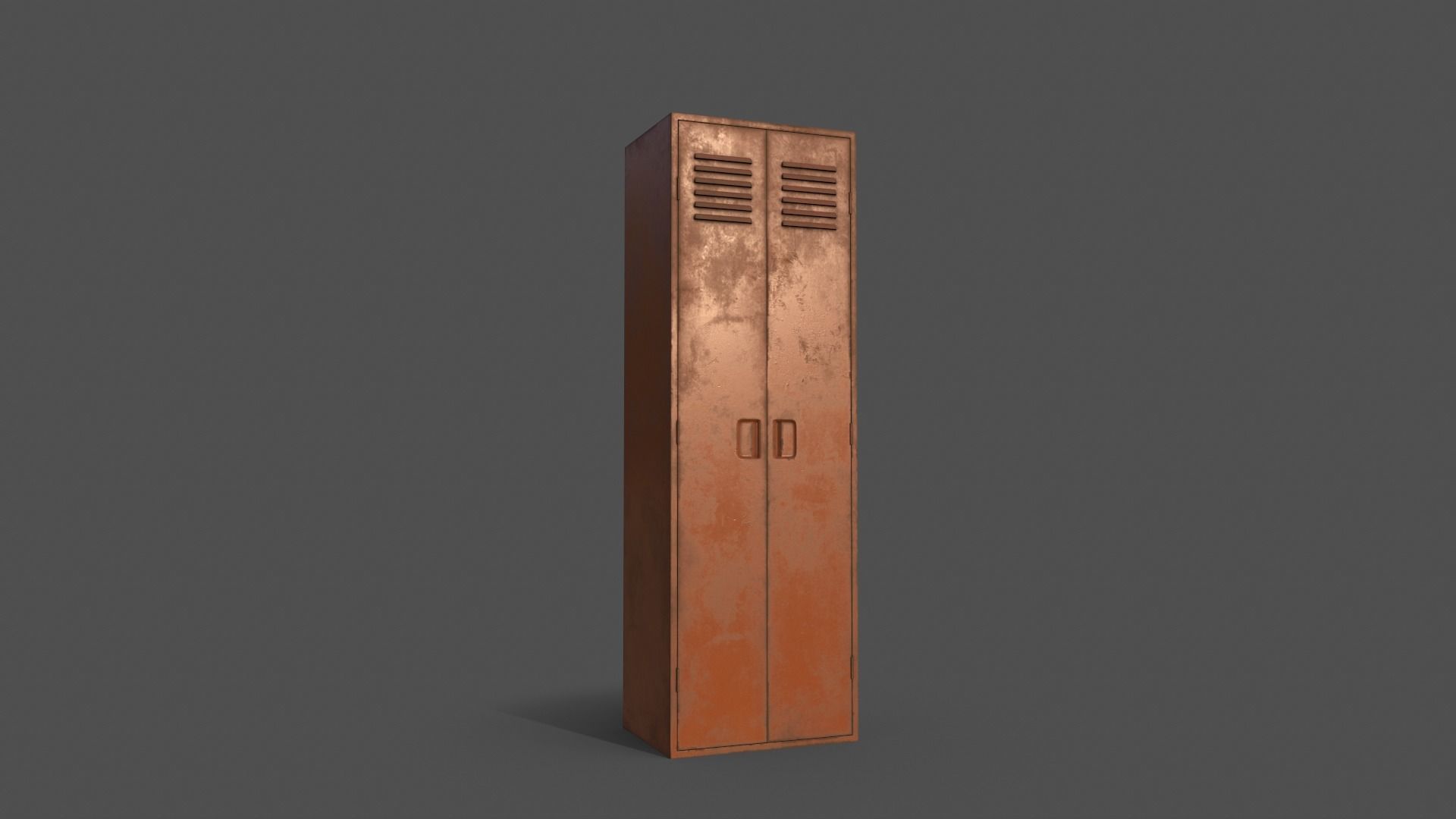 PBR School Gym Locker 09 - Orange Low-poly 3D model_12