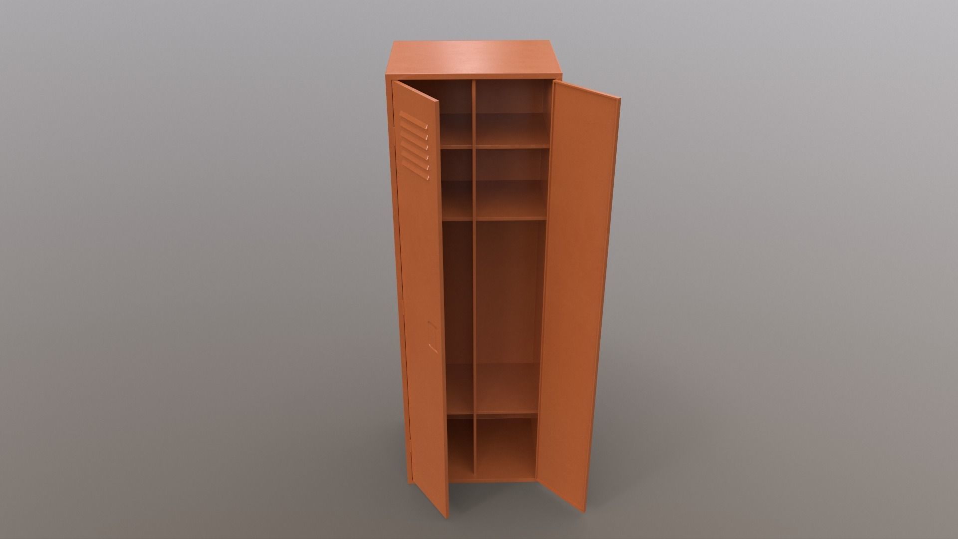 PBR School Gym Locker 09 - Orange Low-poly 3D model_4