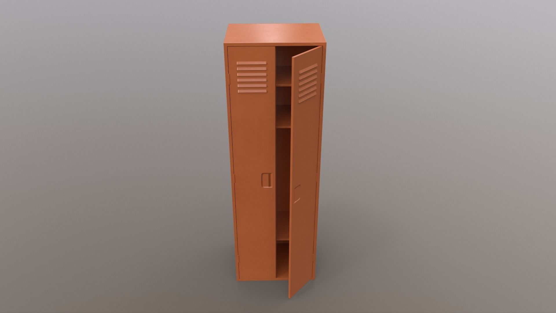 PBR School Gym Locker 09 - Orange Low-poly 3D model_3