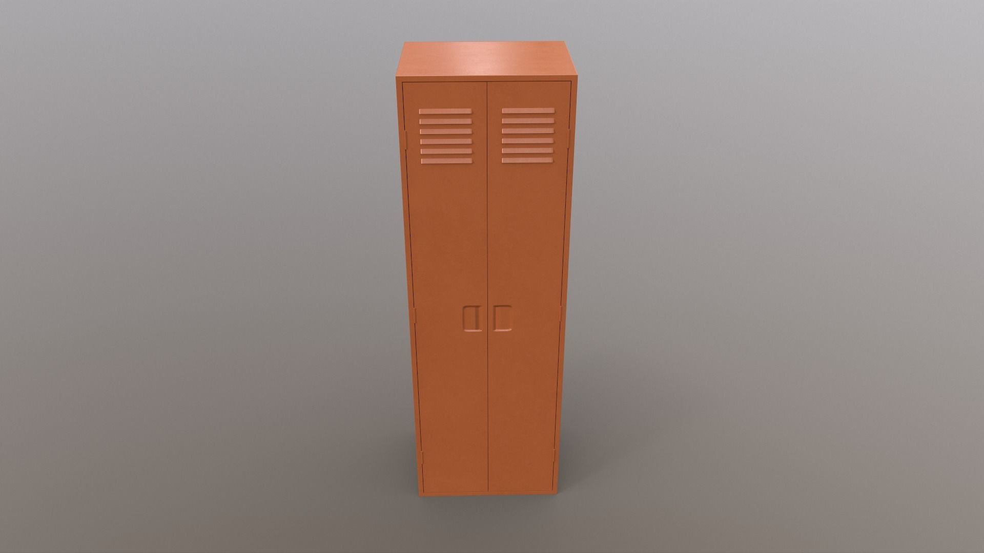 PBR School Gym Locker 09 - Orange Low-poly 3D model_2