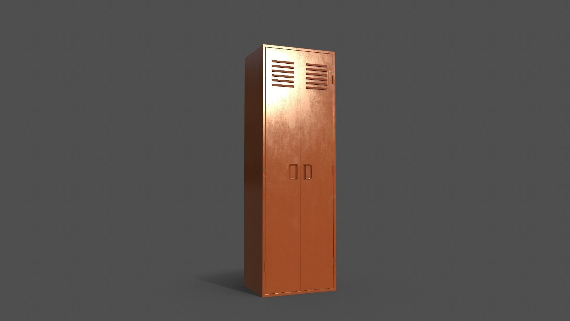 PBR School Gym Locker 09 - Orange Low-poly 3D model_11