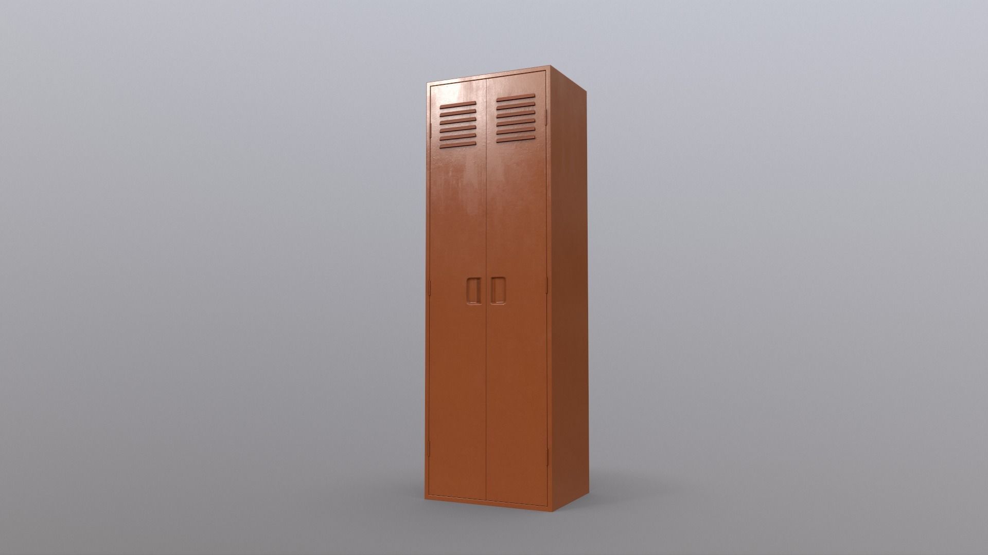 PBR School Gym Locker 09 - Orange Low-poly 3D model_14