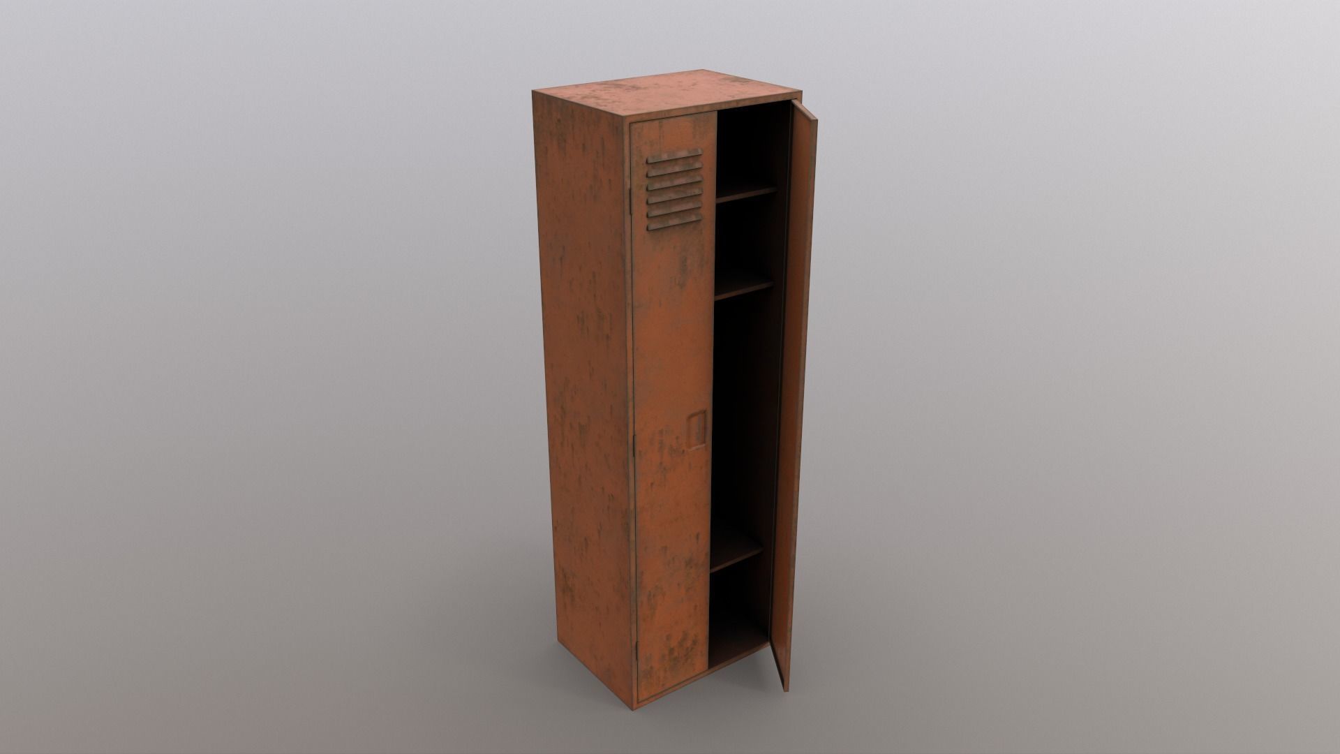 PBR School Gym Locker 09 - Orange Low-poly 3D model_10