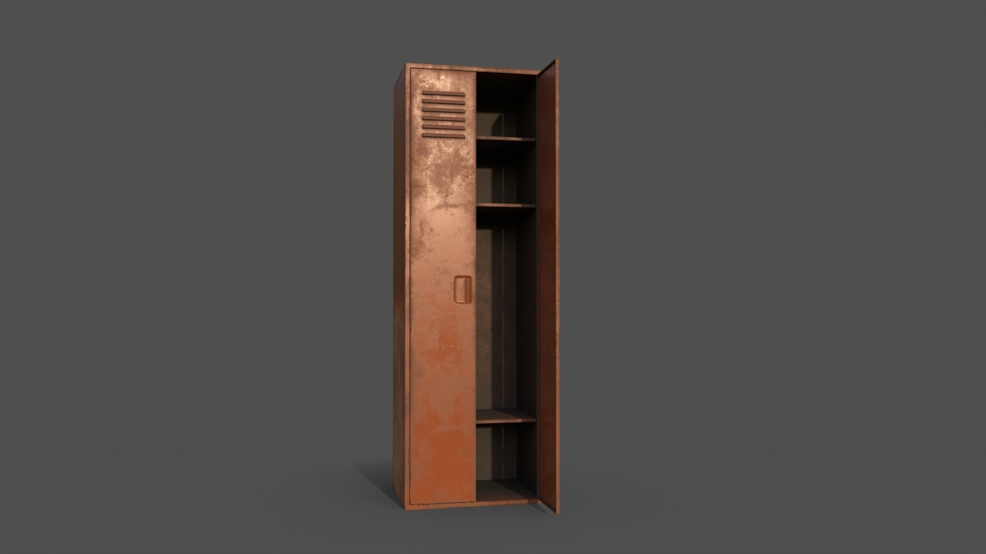 PBR School Gym Locker 09 - Orange Low-poly 3D model_6