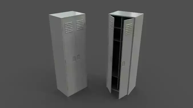PBR School Gym Locker 09 - Pale Green Low-poly 3D model