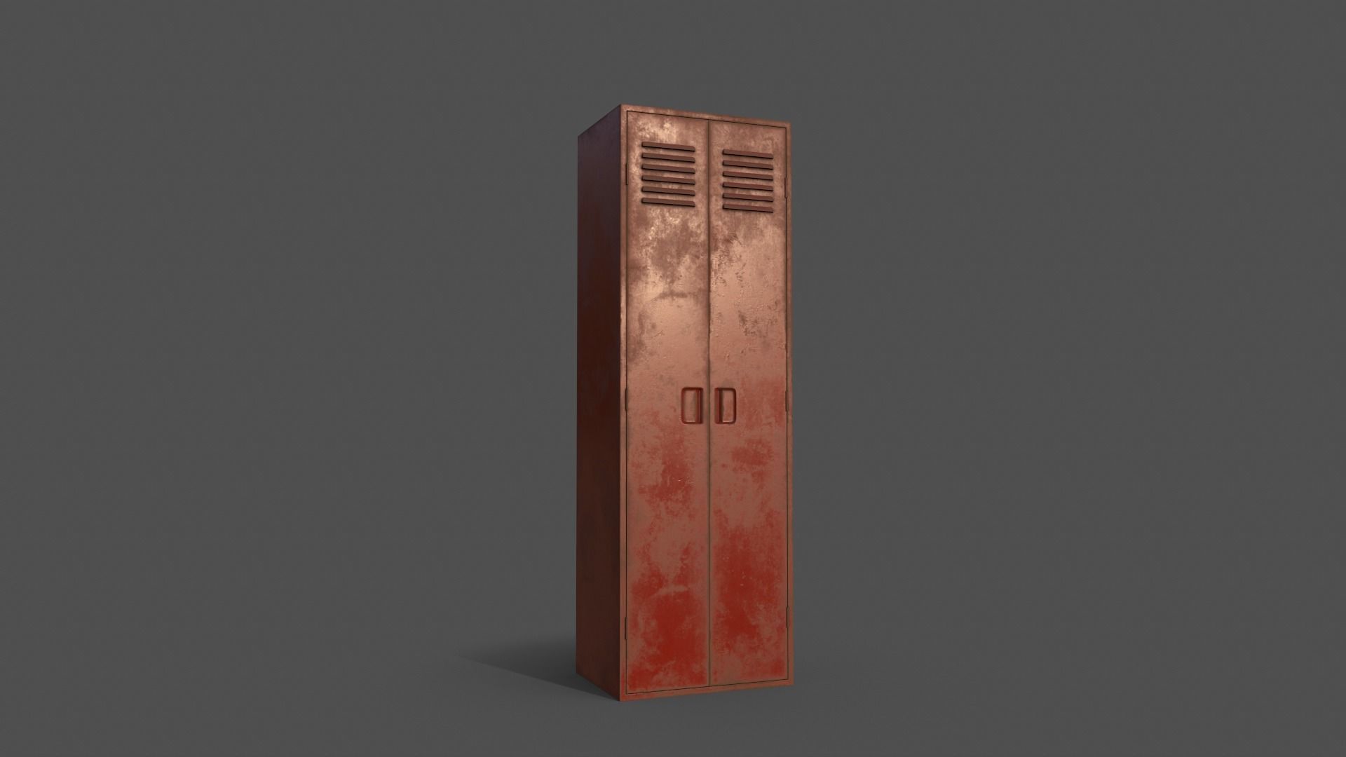 PBR School Gym Locker 09 - Red Low-poly 3D model_12