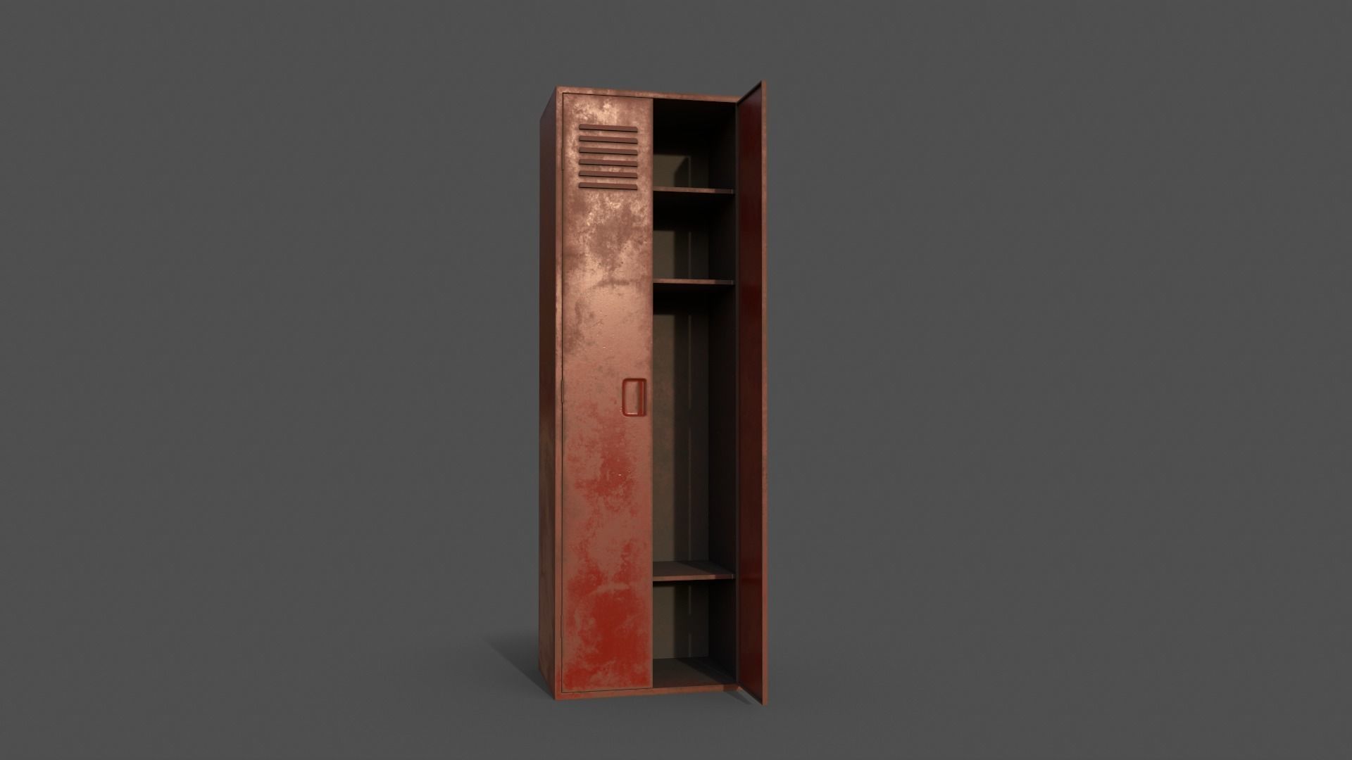 PBR School Gym Locker 09 - Red Low-poly 3D model_6
