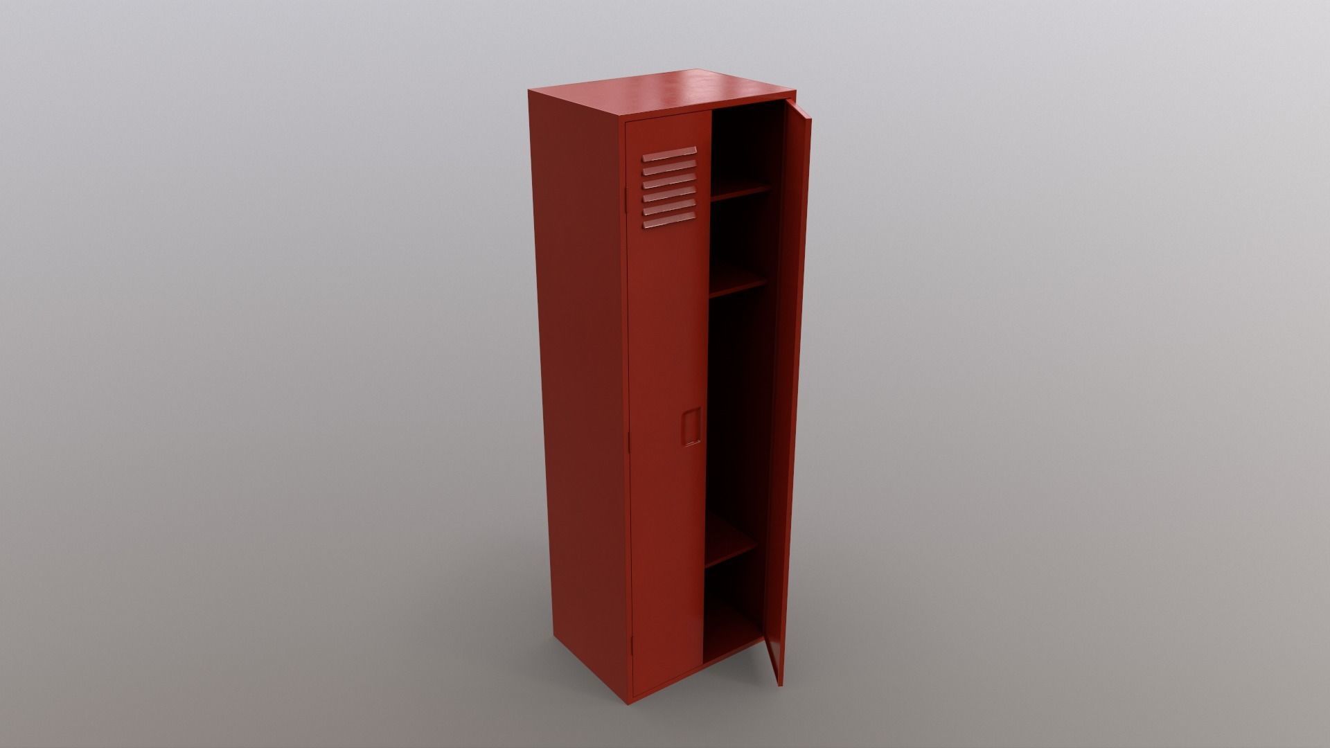 PBR School Gym Locker 09 - Red Low-poly 3D model_8
