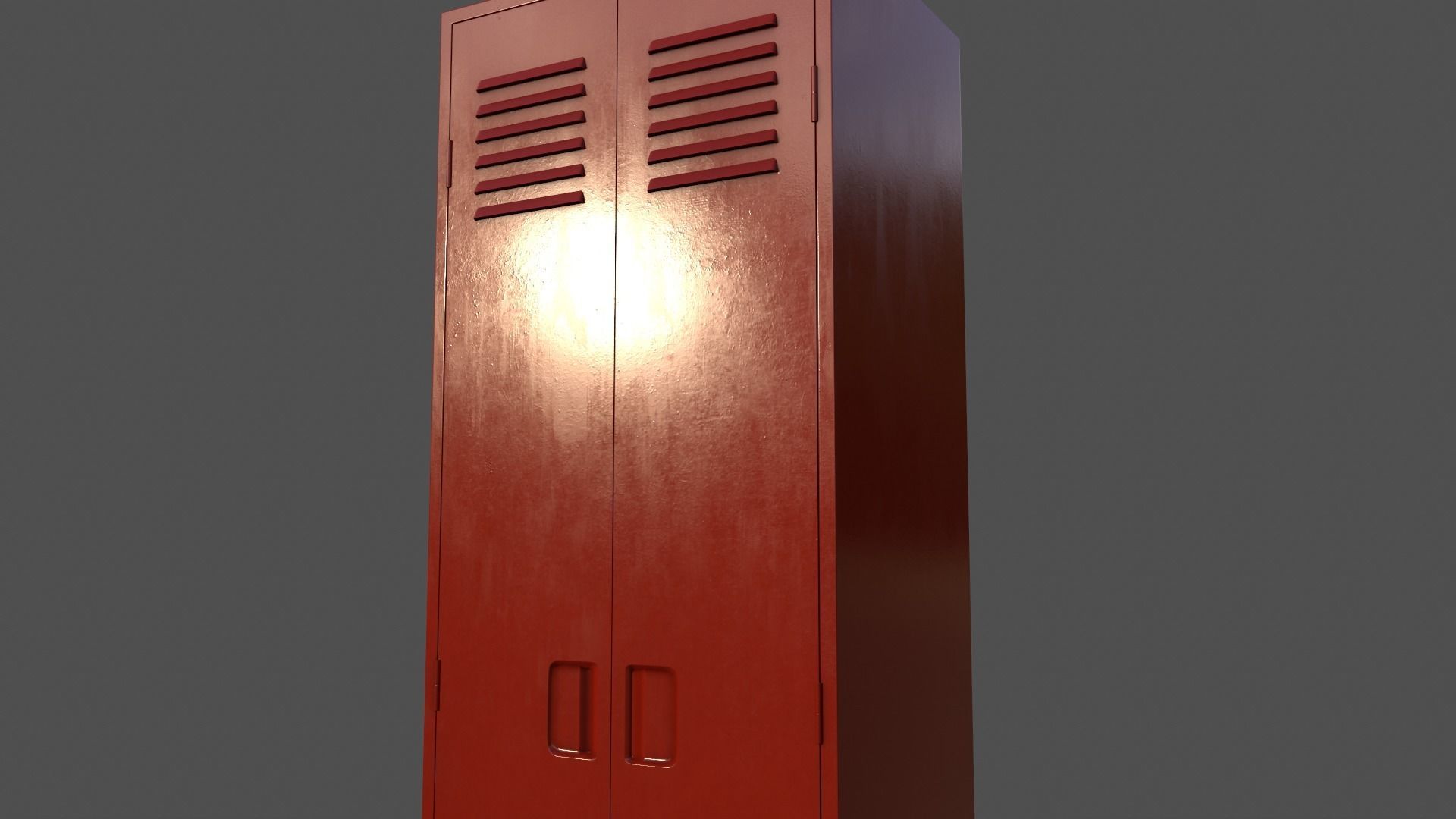 PBR School Gym Locker 09 - Red Low-poly 3D model_17