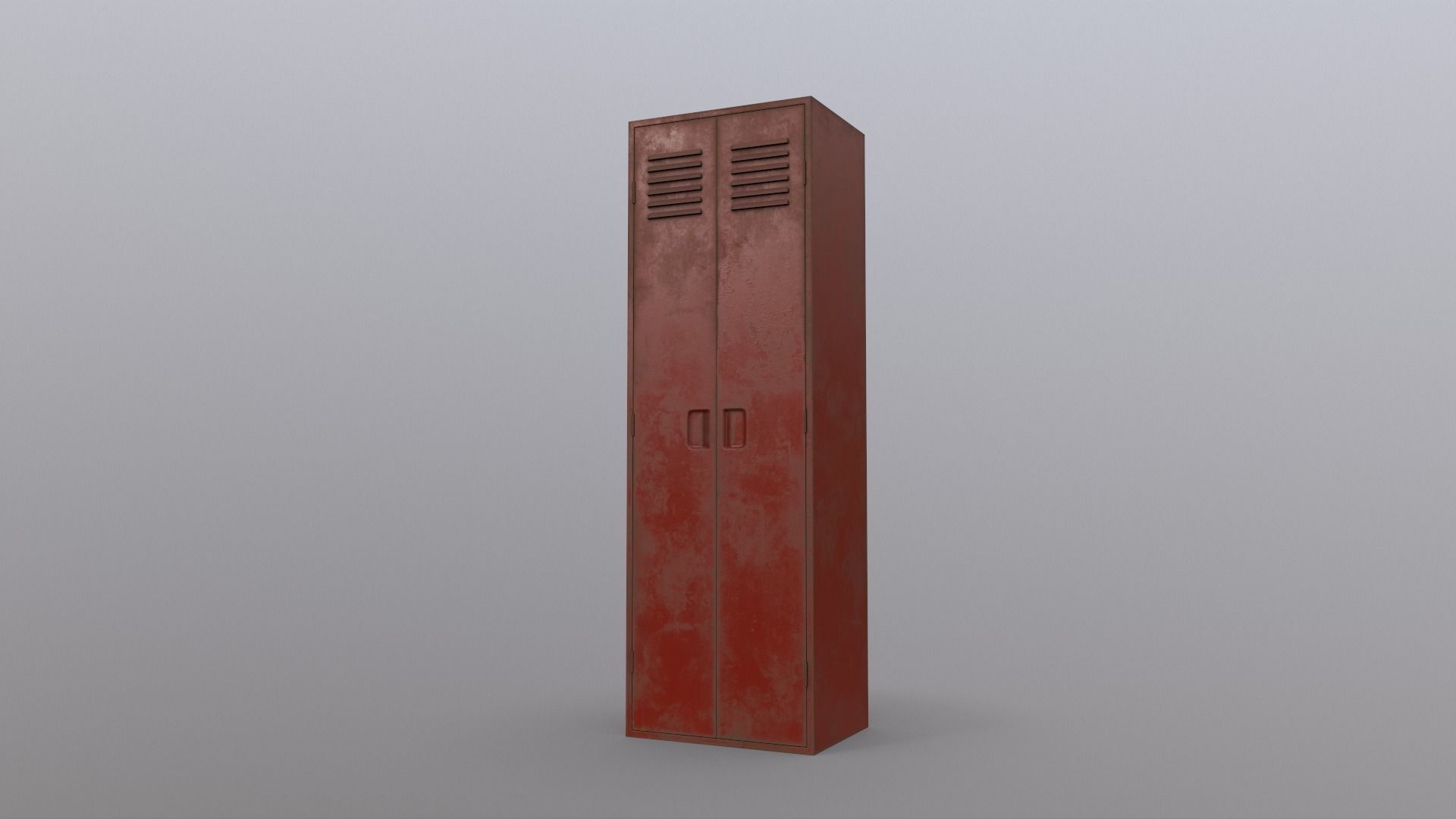 PBR School Gym Locker 09 - Red Low-poly 3D model_15