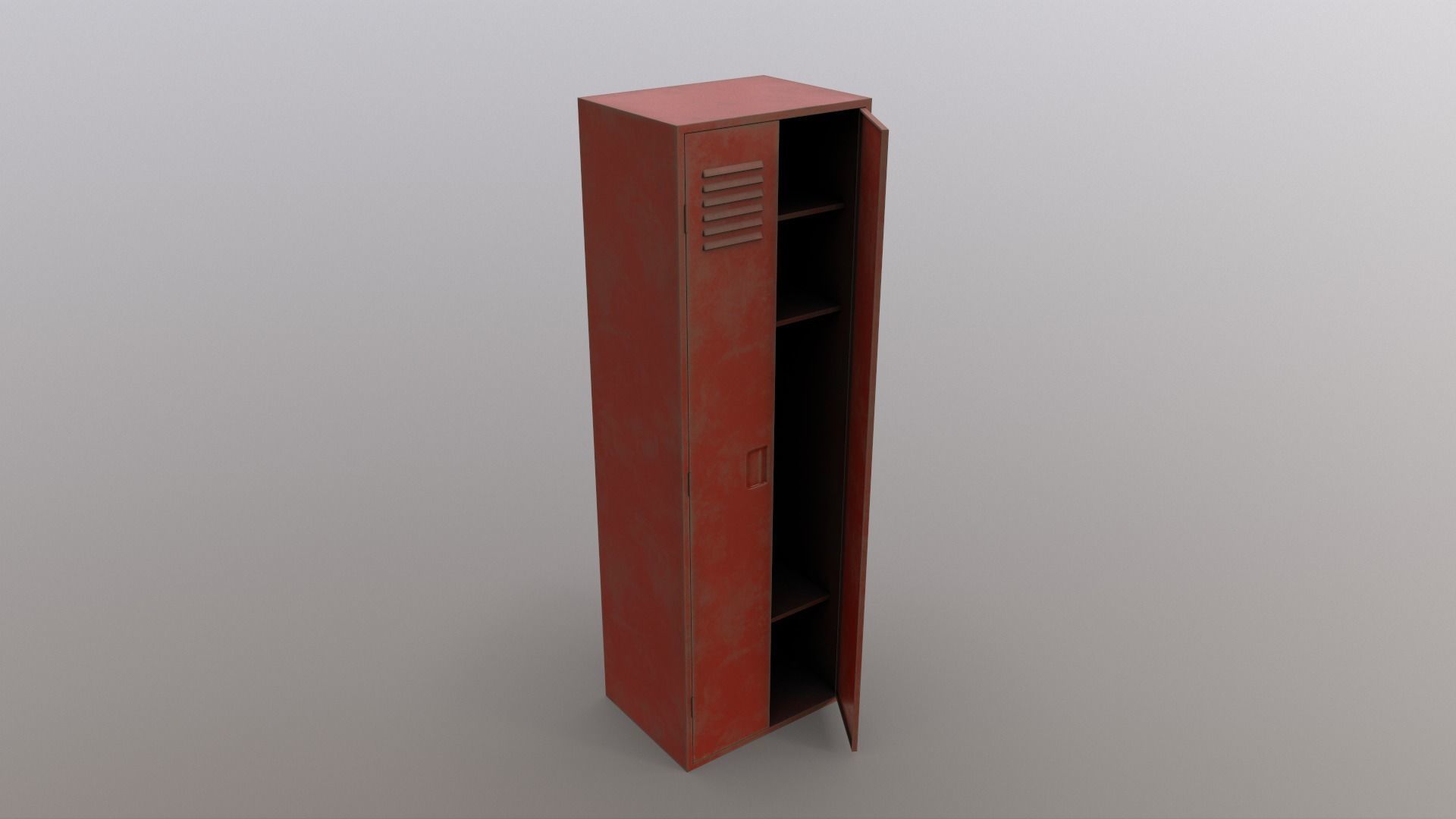 PBR School Gym Locker 09 - Red Low-poly 3D model_9
