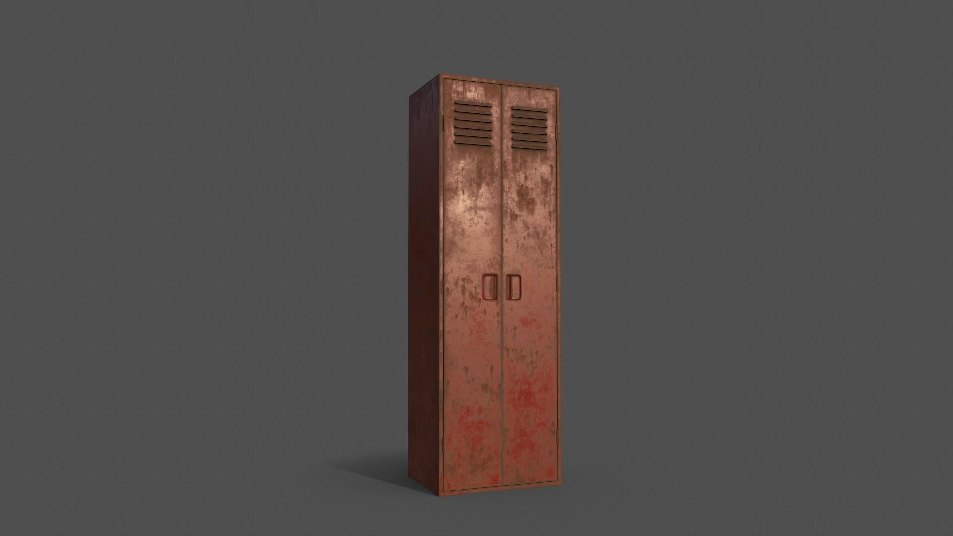 PBR School Gym Locker 09 - Red Low-poly 3D model_13