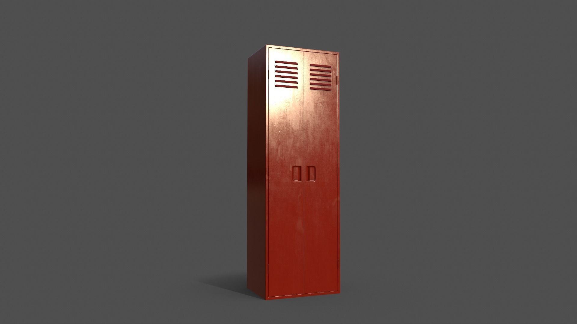 PBR School Gym Locker 09 - Red Low-poly 3D model_11