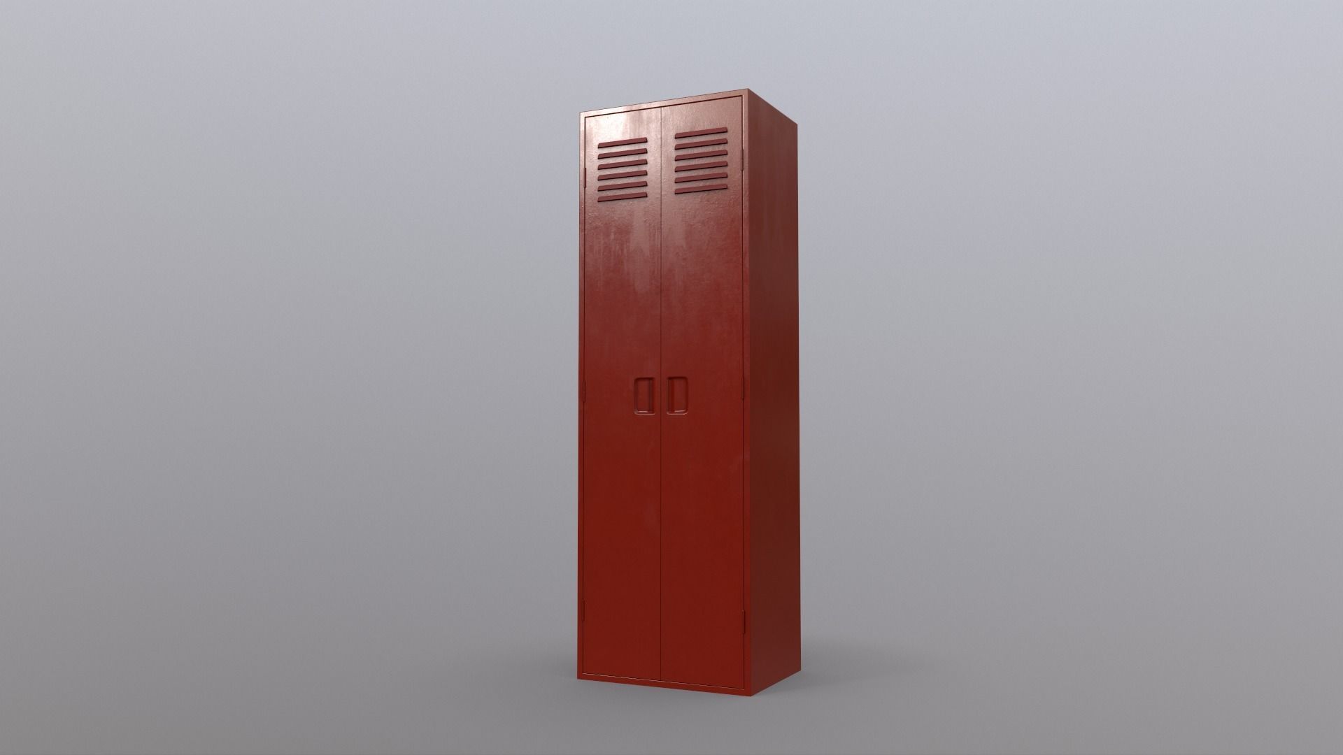 PBR School Gym Locker 09 - Red Low-poly 3D model_14