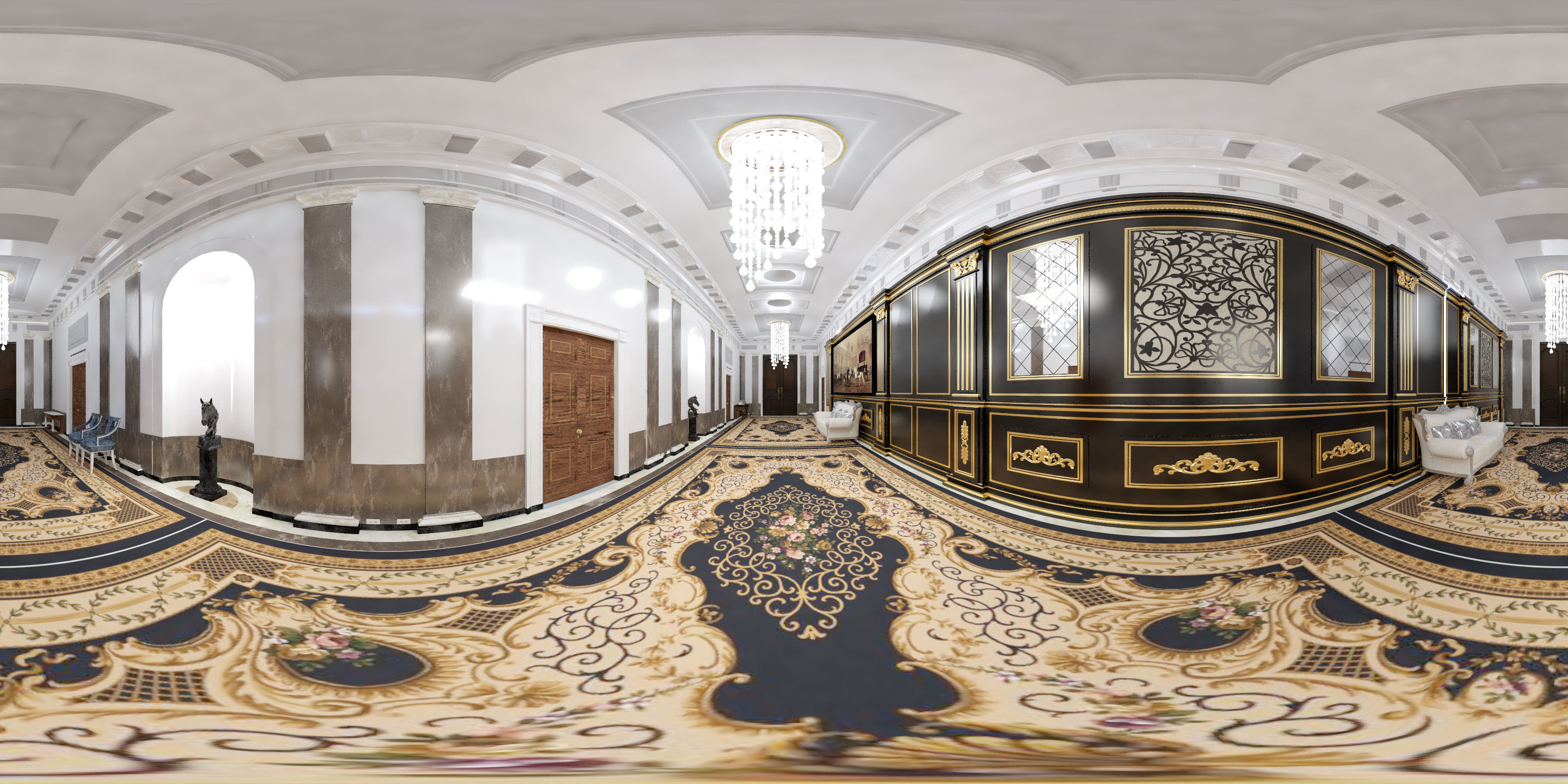 360 VR tour file and rendering of interior Restaurant entrance 3D model_1
